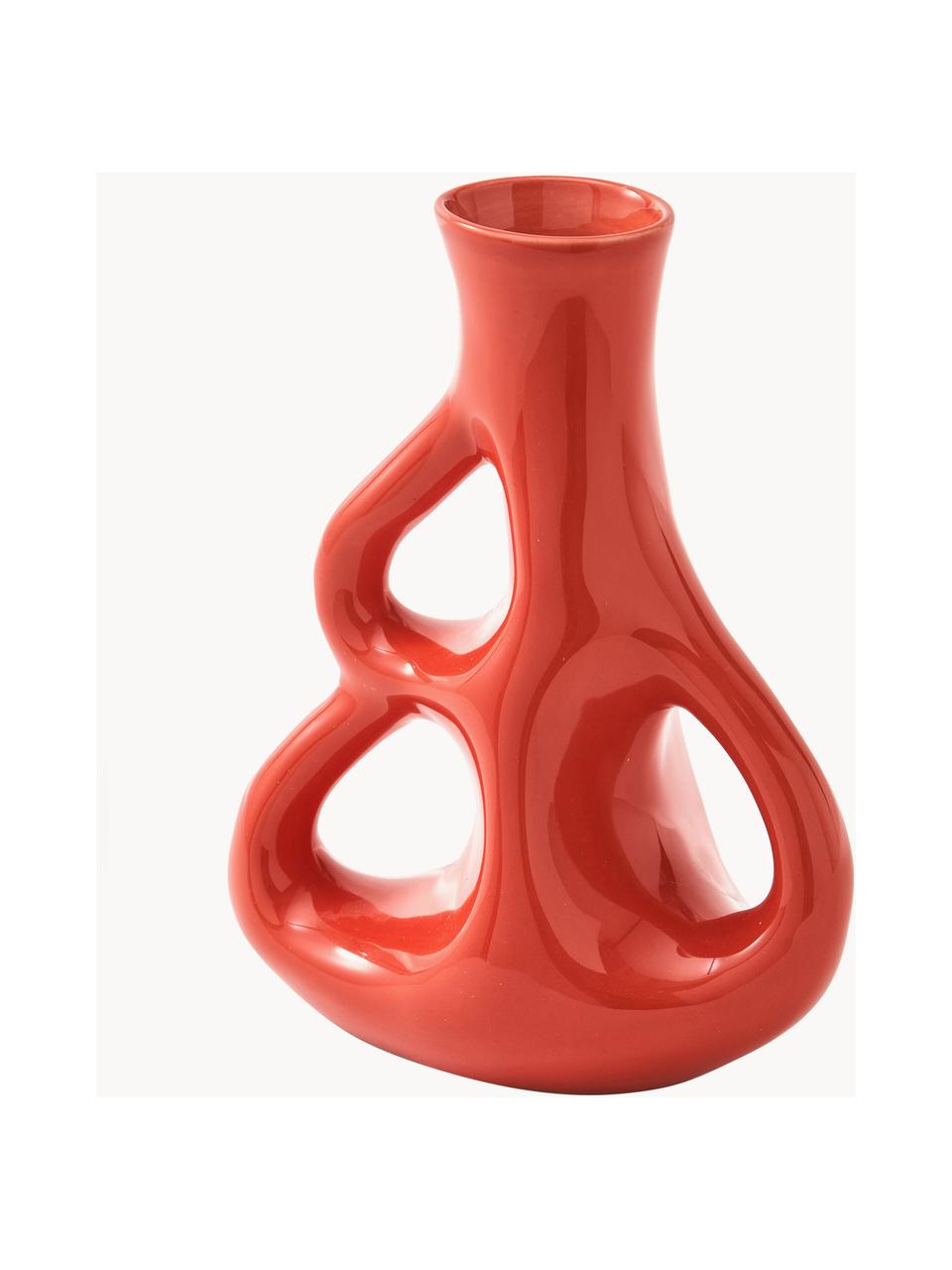 Ręcznie wykonany wazon z ceramiki Three Ears, W 21 cm, Ceramika, Koralowy, Ø 17 x W 21 cm