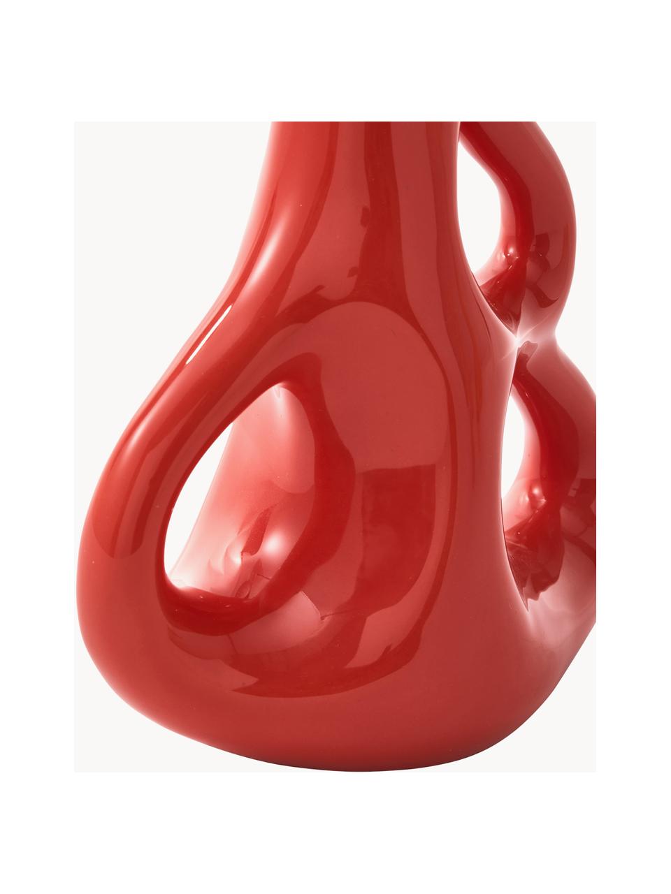 Handgefertigte Keramik-Vase Three Ears, H 21 cm, Keramik, Korallrot, B 17 x H 21 cm