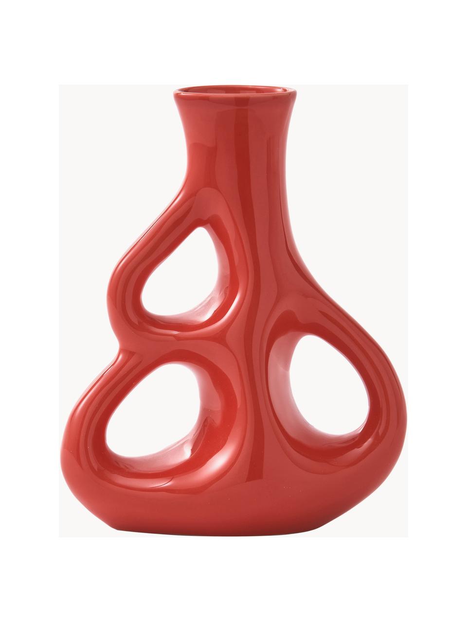 Ručne vyrobená keramická váza Three Ears, V 21 cm, Keramika, Koralová, Š 17 x V 21 cm