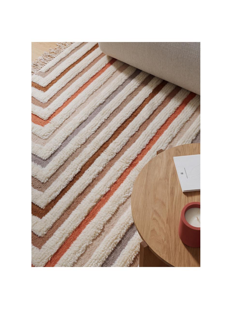 Tapis kilim tissé main avec franges Calais, 80 % laine, 20 % coton

Les tapis en laine peuvent perdre des fibres lors des premières semaines et des peluches peuvent se former, ce phénomène est naturel et diminue à mesure de votre usage et du temps, Beige, terracotta, taupe, larg. 80 x long. 150 cm (taille XS)