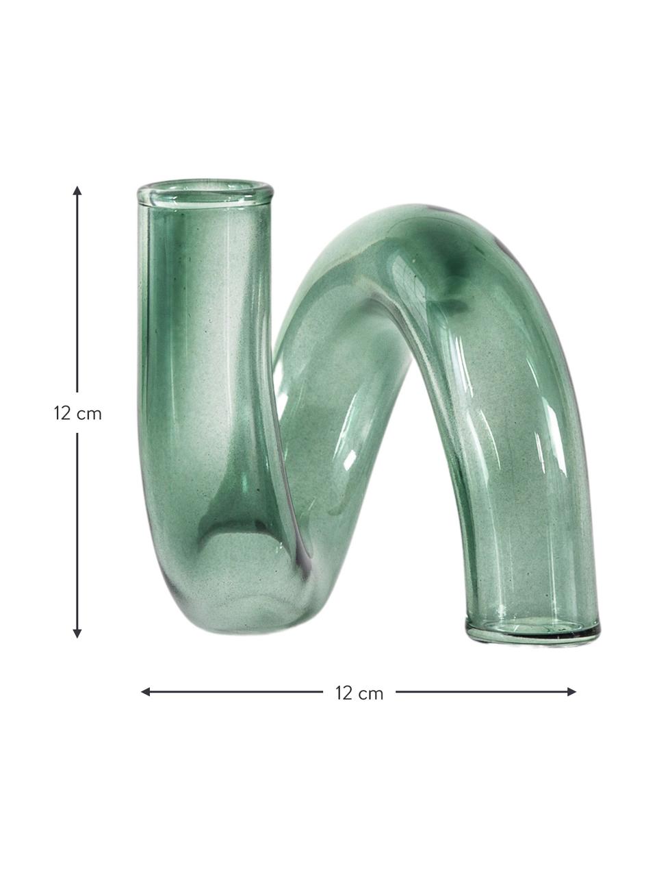 Vase en verre fait main Whirly, Verre, Vert, larg. 12 x haut. 12 cm