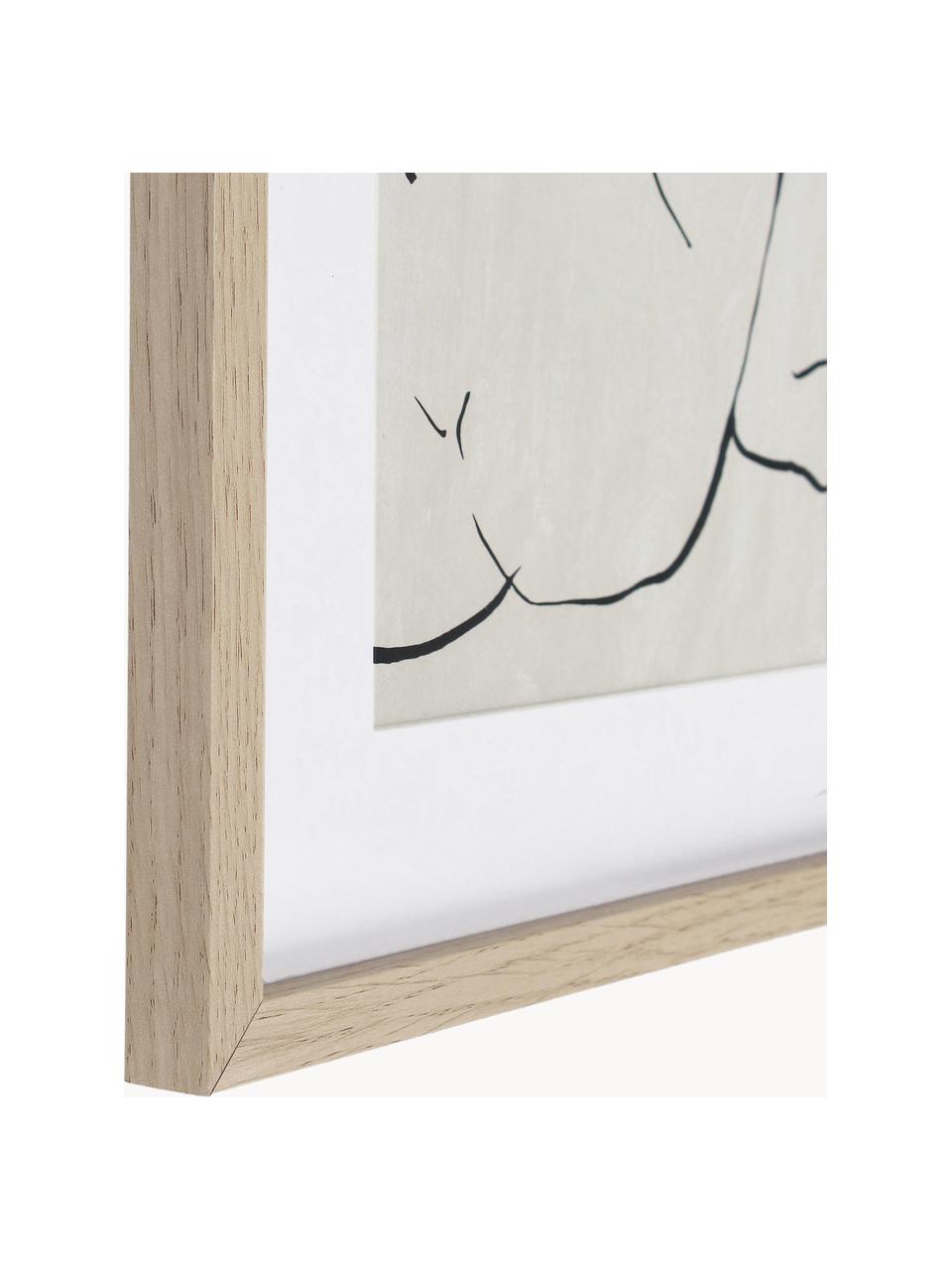 Poster Refined mit Holz-Rahmen, 2er-Set, Rahmen: Mitteldichte Holzfaserpla, Hellbeige, Schwarz, Helles Holz, B 30 x H 40 cm