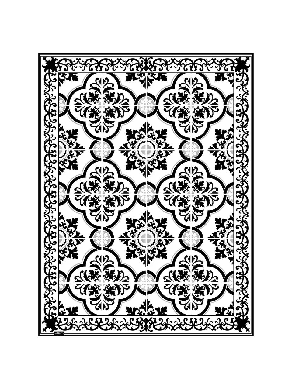 Tapis antidérapant intérieur extérieur en vinyle Elena, Vinyle, recyclable, Noir, blanc, gris, larg. 65 x long. 85 cm