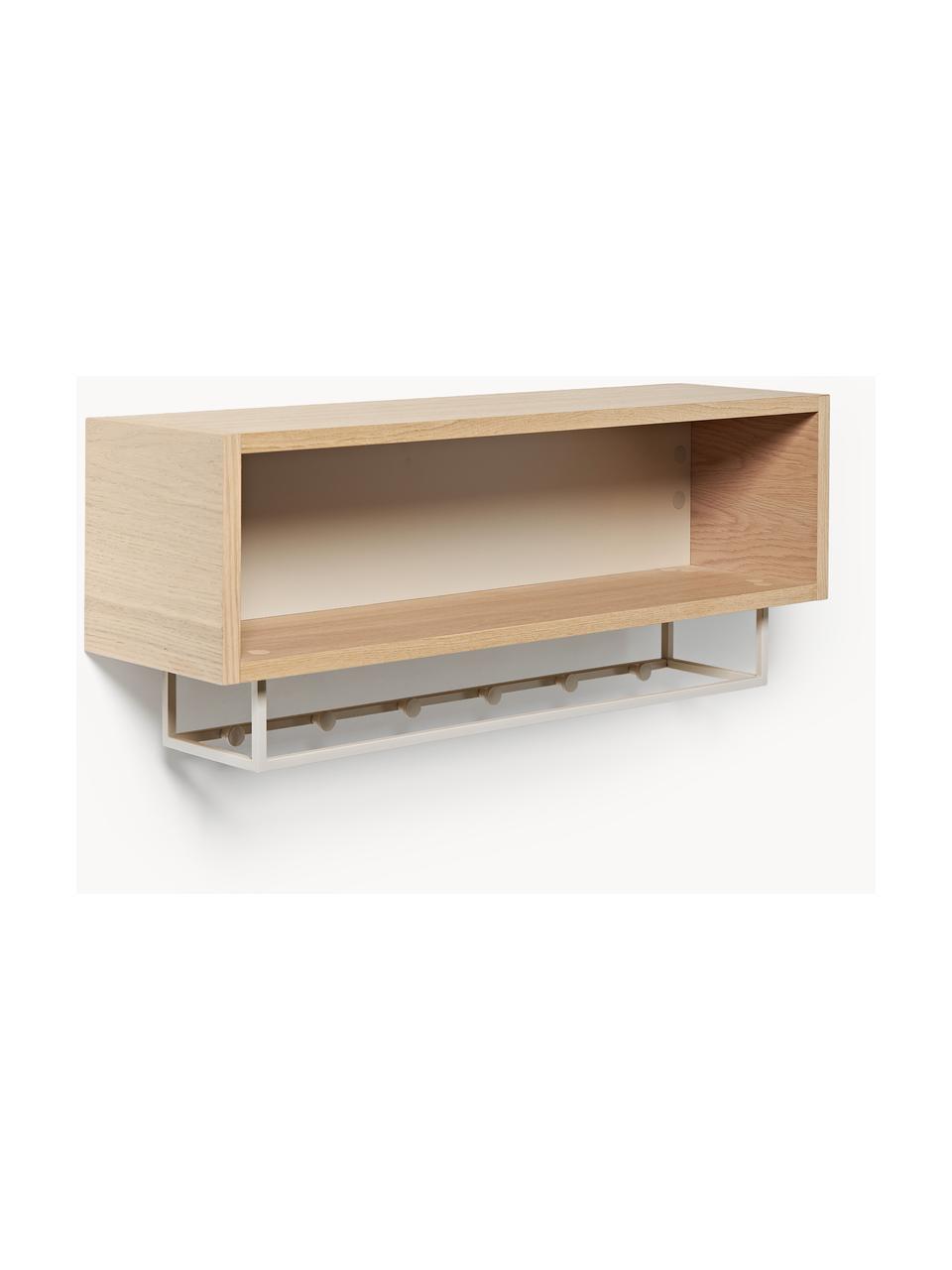 Holz-Wandgarderobe Larsen, Korpus: Mitteldichte Holzfaserpla, Beige, helles Eichenholz, B 80 x H 29 cm