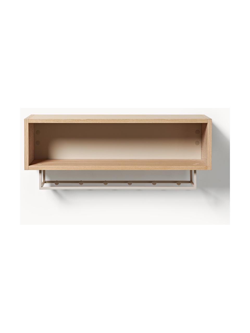 Holz-Wandgarderobe Larsen, Korpus: Mitteldichte Holzfaserpla, Beige, helles Eichenholz, B 80 x H 29 cm