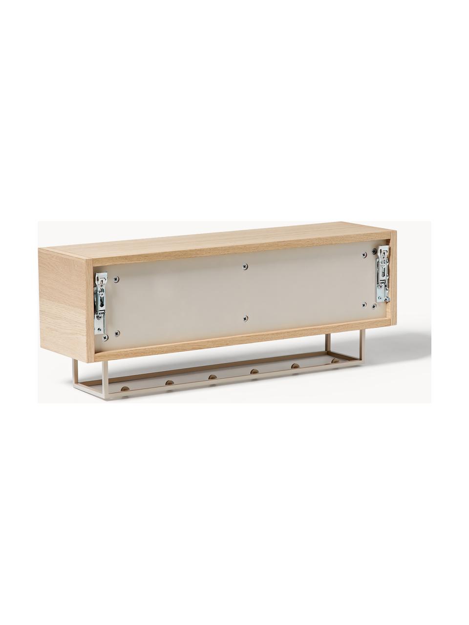 Holz-Wandgarderobe Larsen, Korpus: Mitteldichte Holzfaserpla, Beige, helles Eichenholz, B 80 x H 29 cm