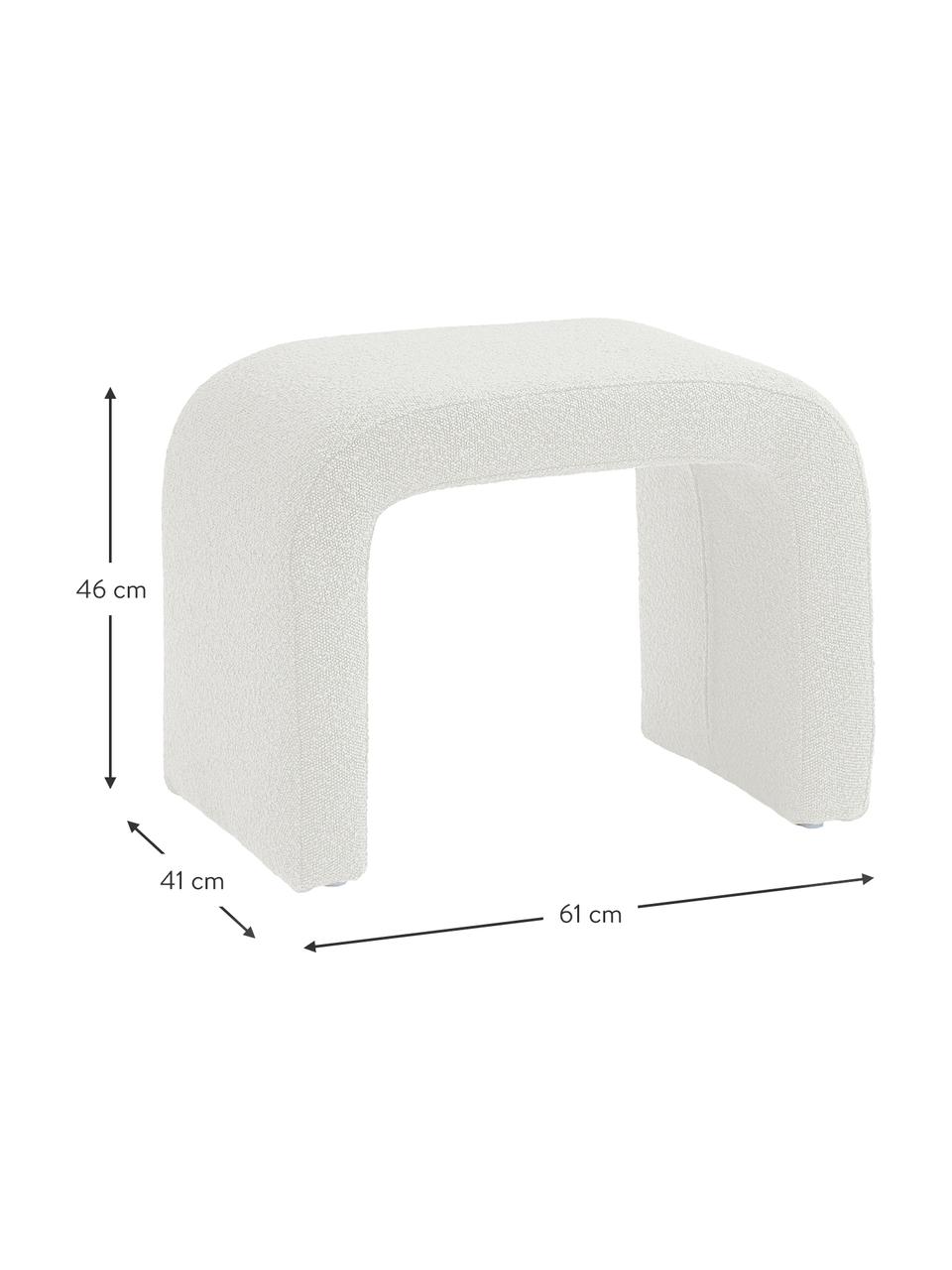 Tabouret en tissu bouclé Pénélope, En tissu bouclé blanc, larg. 61 x haut. 46 cm