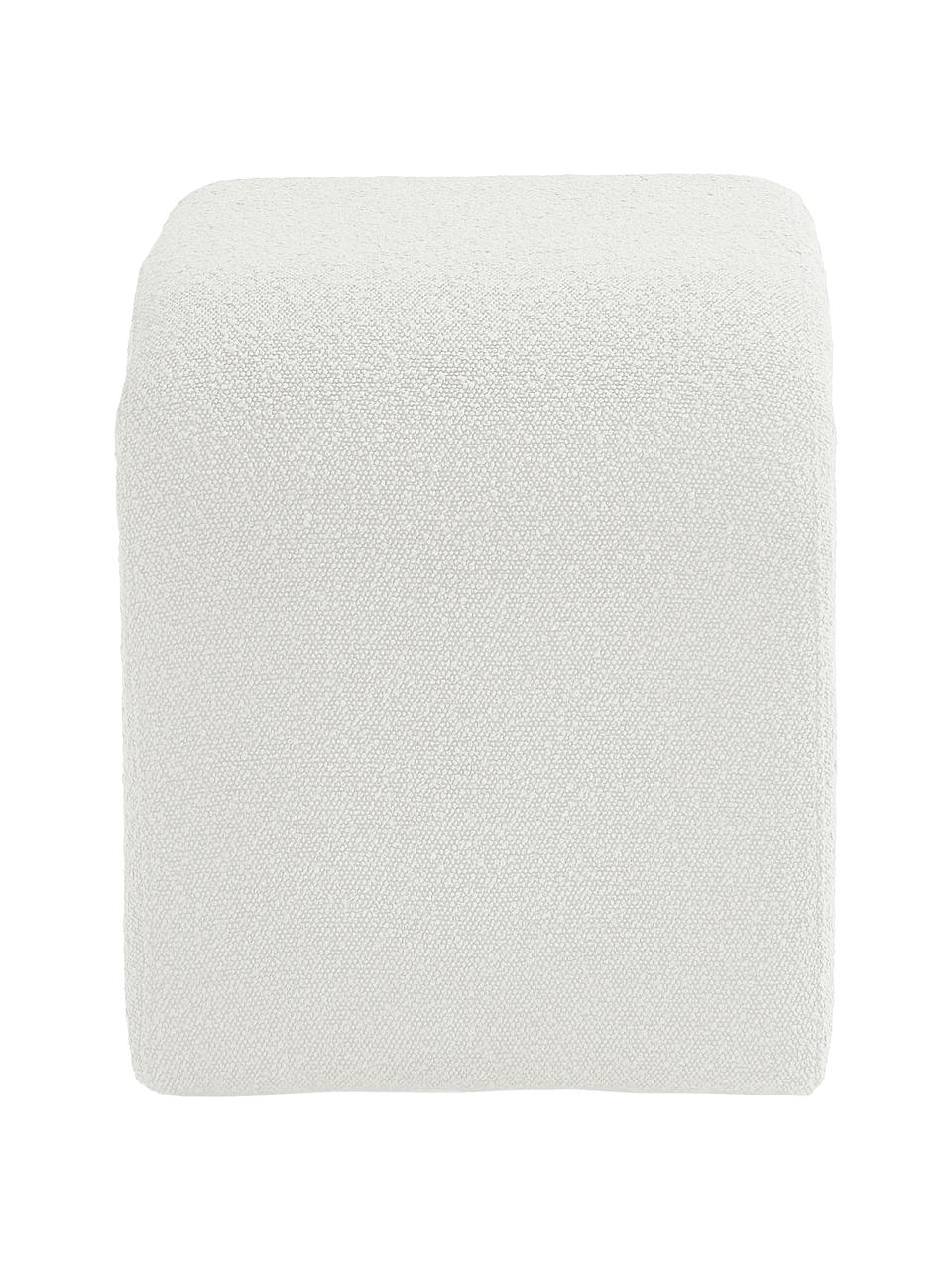 Tabouret en tissu bouclé Pénélope, En tissu bouclé blanc, larg. 61 x haut. 46 cm