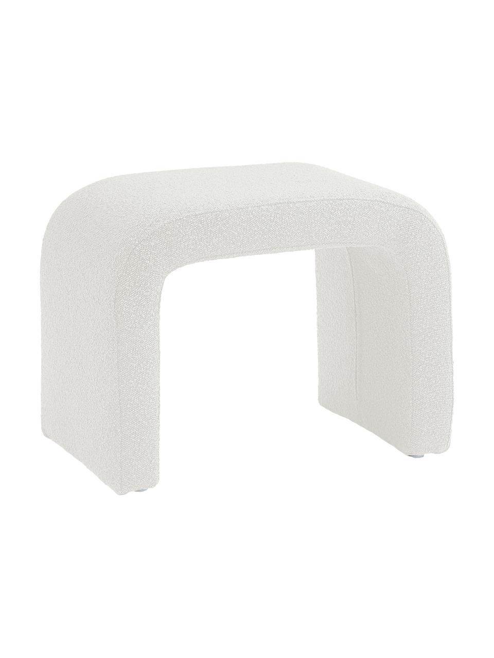 Tabuerte en tejido bouclé Penelope, Tapizado: tejido bouclé (100% polié, Estructura: metal, madera contrachapa, Bouclé blanco, An 61 x Al 46 cm
