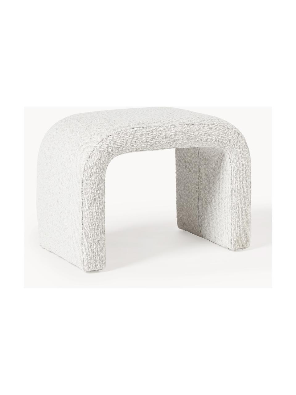 Tabouret en tissu bouclé Pénélope, Bouclé blanc cassé, larg. 61 x haut. 46 cm