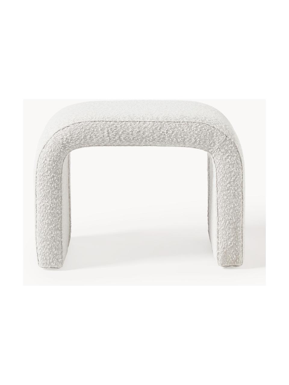 Taburete en tejido bouclé Penelope, Tapizado: tejido bouclé (100% polié, Estructura: metal, madera contrachapa, Bouclé Off White, An 61 x Al 46 cm