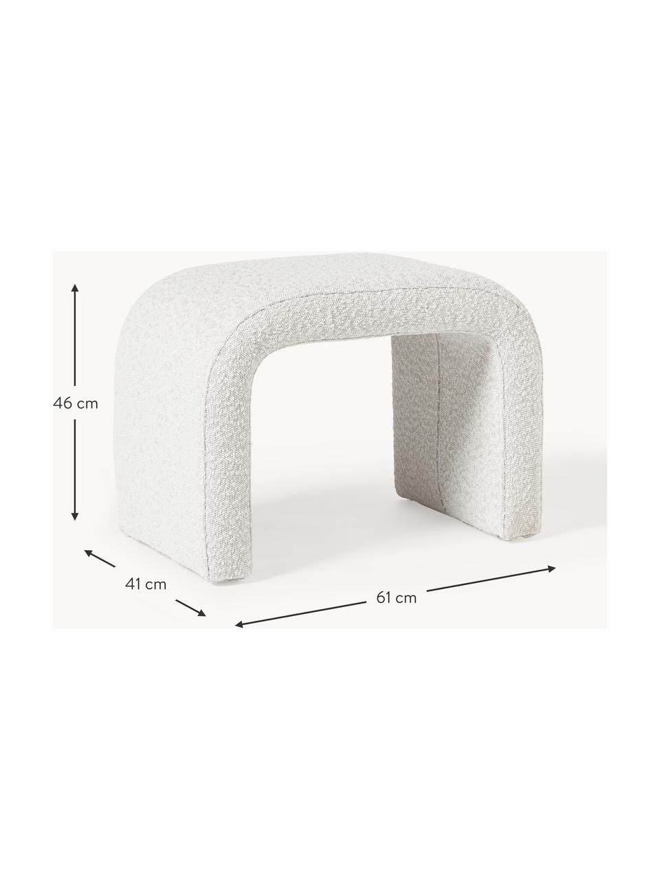 Stołek bouclé Penelope, Tapicerka: bouclé (100% poliester) D, Stelaż: metal, płyta wiórowa, Biały bouclé, S 61 x W 46 cm