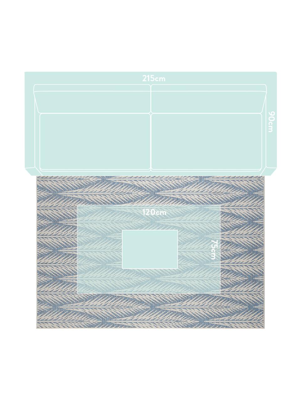 Design In- & Outdoor-Teppich Pella mit grafischem Muster, 100% Polypropylen, Blau, Beige, B 200 x L 290 cm (Größe L)