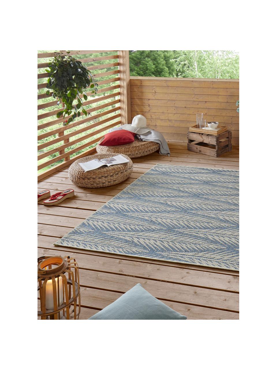 Design In- & Outdoor-Teppich Pella mit grafischem Muster, 100% Polypropylen, Blau, Beige, B 200 x L 290 cm (Größe L)