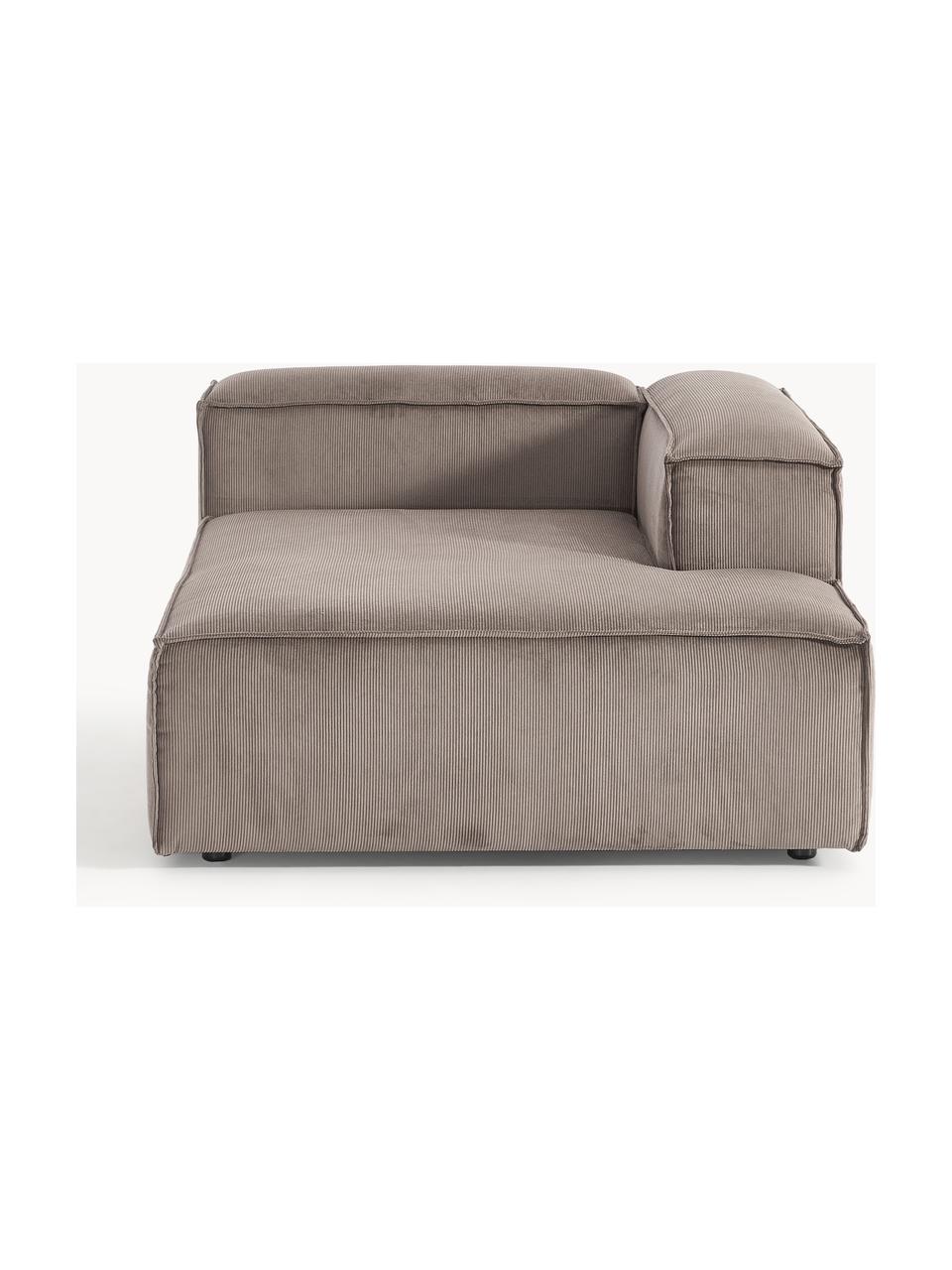 Ottomane-Eckmodul Lennon aus Cord, Bezug: Cord (92 % Polyester, 8 %, Gestell: Massives Kiefernholz, Spe, Füße: Kunststoff Dieses Produkt, Cord Taupe, B 119 x T 180 cm, Eckteil rechts