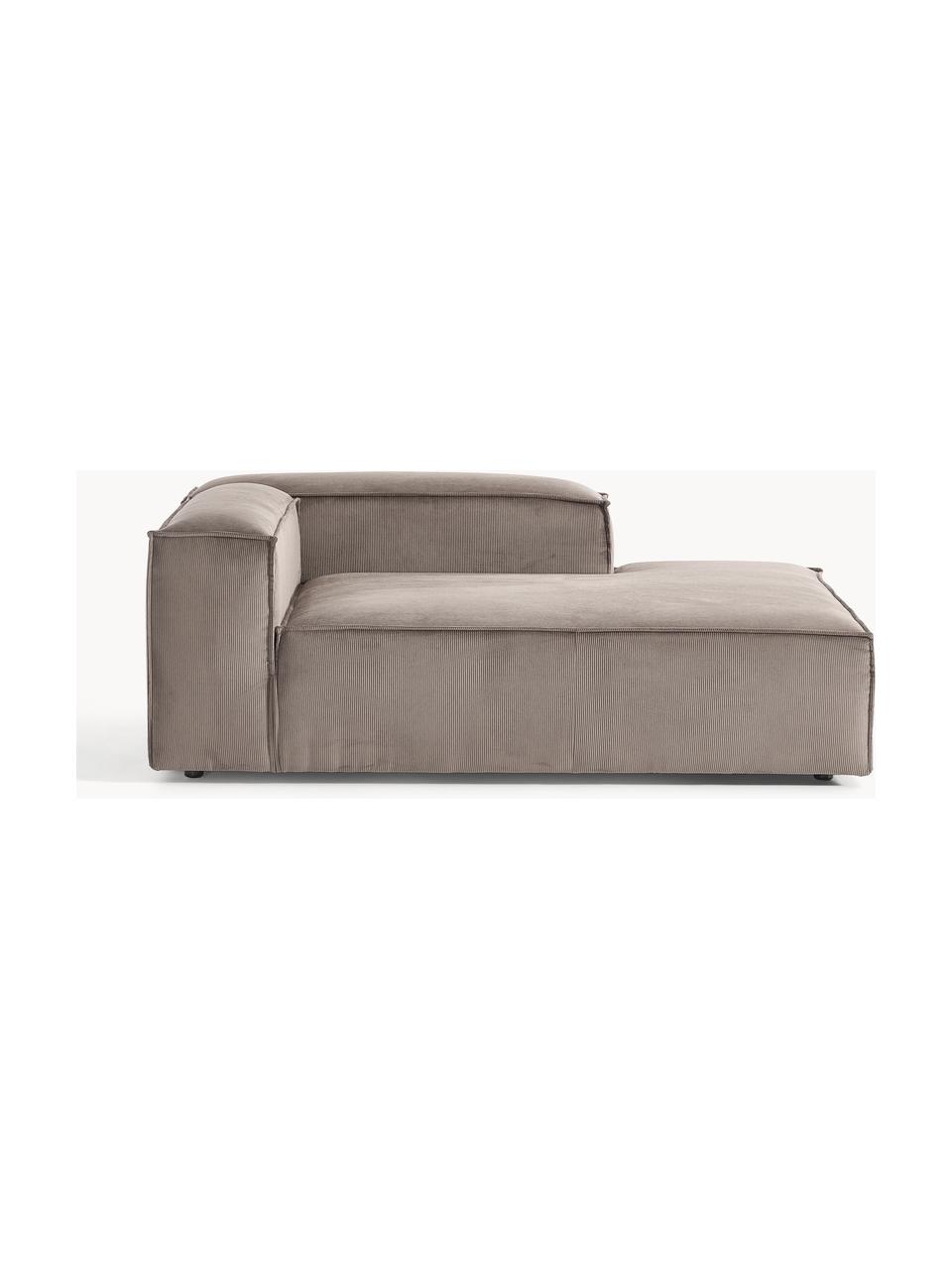 Diván sofá de pana Lennon, Tapizado: pana (92% poliéster, 8% p, Estructura: madera de pino maciza, ma, Patas: plástico Este producto es, Pana gris pardo, An 119 x F 180 cm, chaise longue derecha