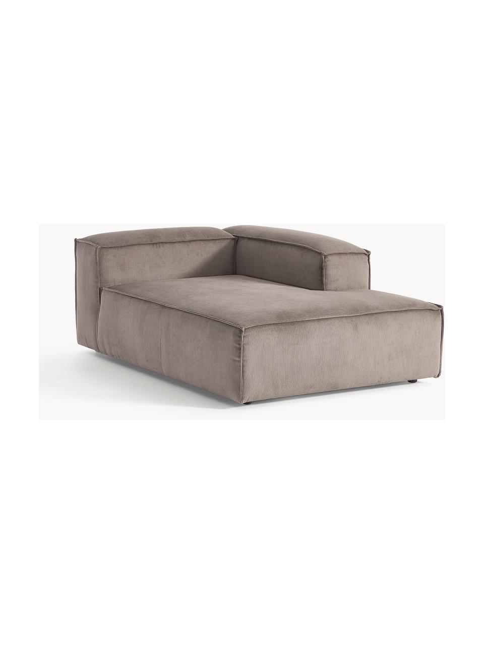 Chaise longue hoekmodule Lennon van corduroy, Bekleding: corduroy (92% polyester, , Frame: massief grenenhout, multi, Poten: kunststof Dit product is , Corduroy taupe, B 119 x D 180 cm, hoekdeel links