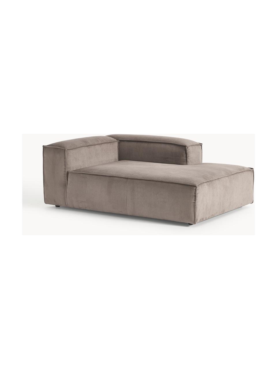 Chaise longue hoekmodule Lennon van corduroy, Bekleding: corduroy (92% polyester, , Frame: massief grenenhout, multi, Poten: kunststof Dit product is , Corduroy taupe, B 119 x D 180 cm, hoekdeel rechts