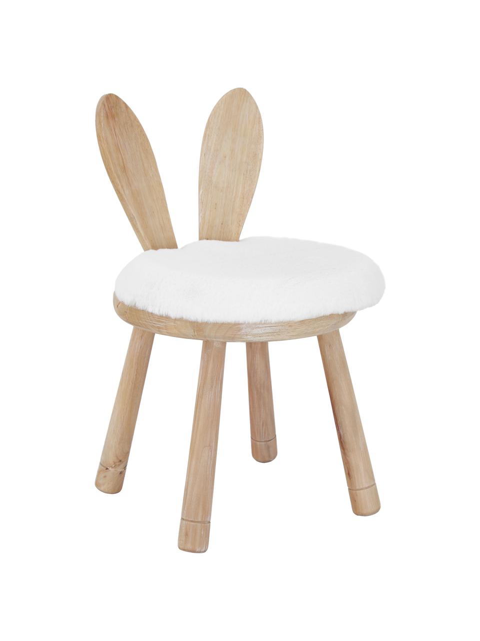 Krzesło dla dzieci z drewna Bunny, Drewno kauczukowe, kremowobiały, S 34 x W 55 cm