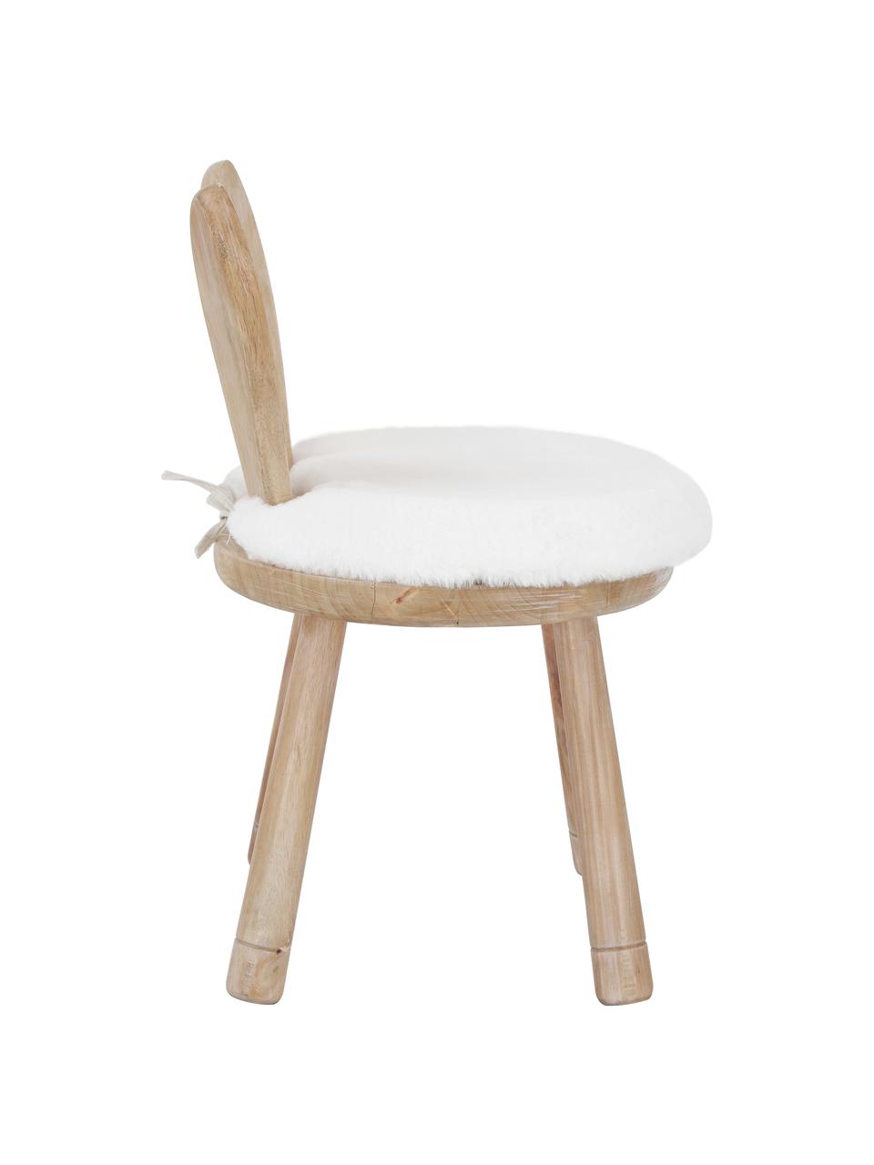 Chaise en bois avec coussin enfant Bunny, Bois d'hévéa, blanc crème, larg. 34 x haut. 55 cm