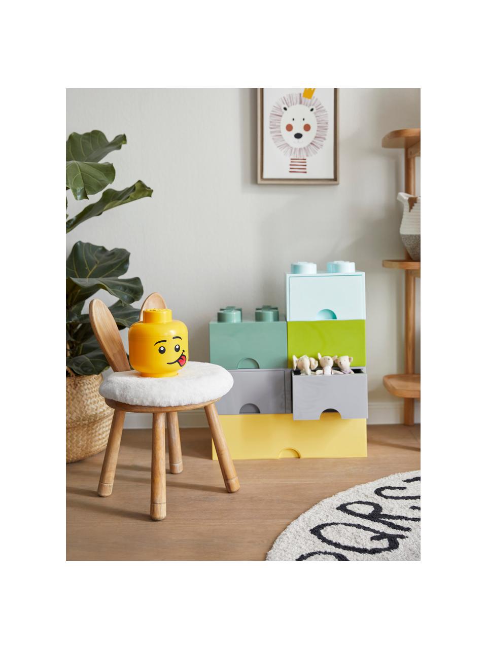 Sedia per bambini in legno di albero della gomma con cuscino Bunny, Tessuto bianco, legno di caucciù, Larg. 34 x Alt. 55 cm