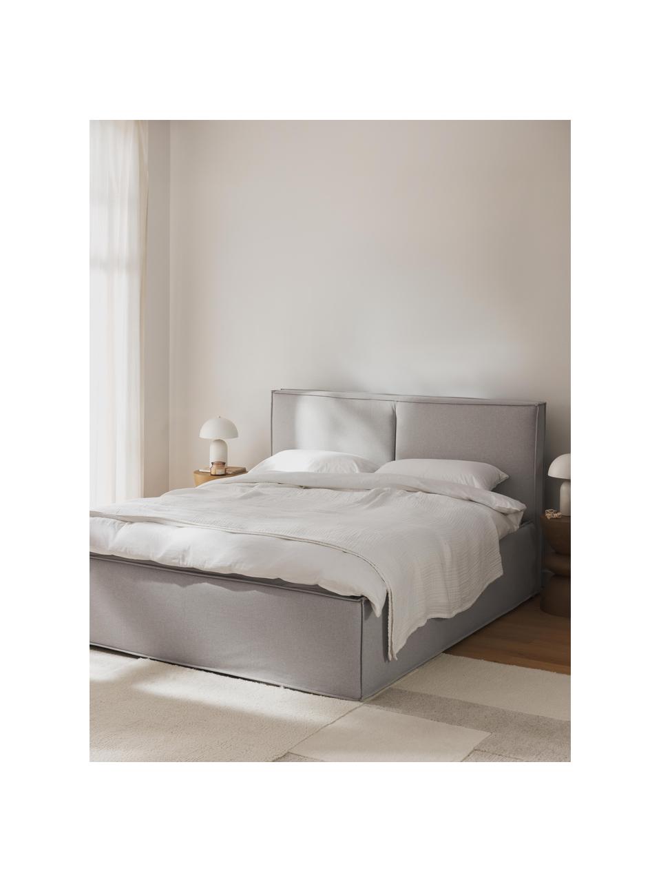 Cama tapizada Dream, con espacio de almacenamiento, Tapizado: poliéster (texturizado) A, Estructura: madera de pino maciza con, Tejido beige claro, An 200 x L 200 cm