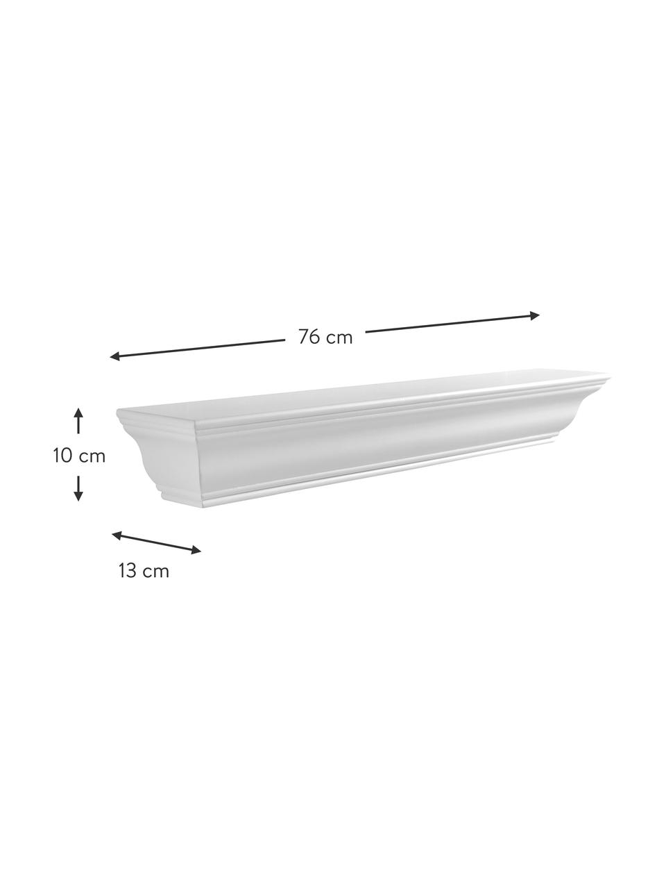 Półka ścienna z drewna Royal, Płyta pilśniowa (MDF), Biały, S 76 x W 10 cm