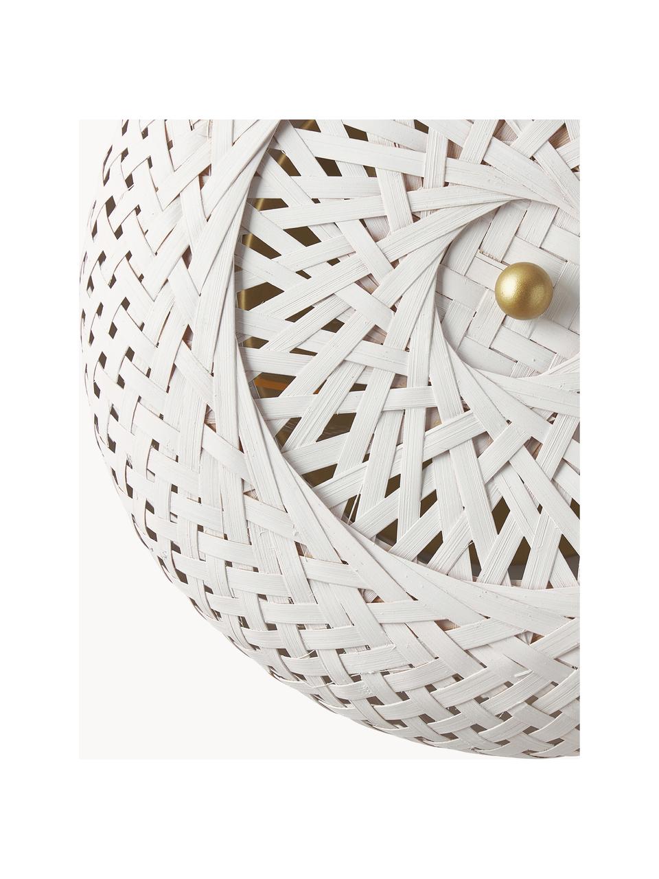 Designové nástěnné svítidlo z bambusu Evelyn, Krémově bílá, zlatá, Ø 25 cm, H 10 cm