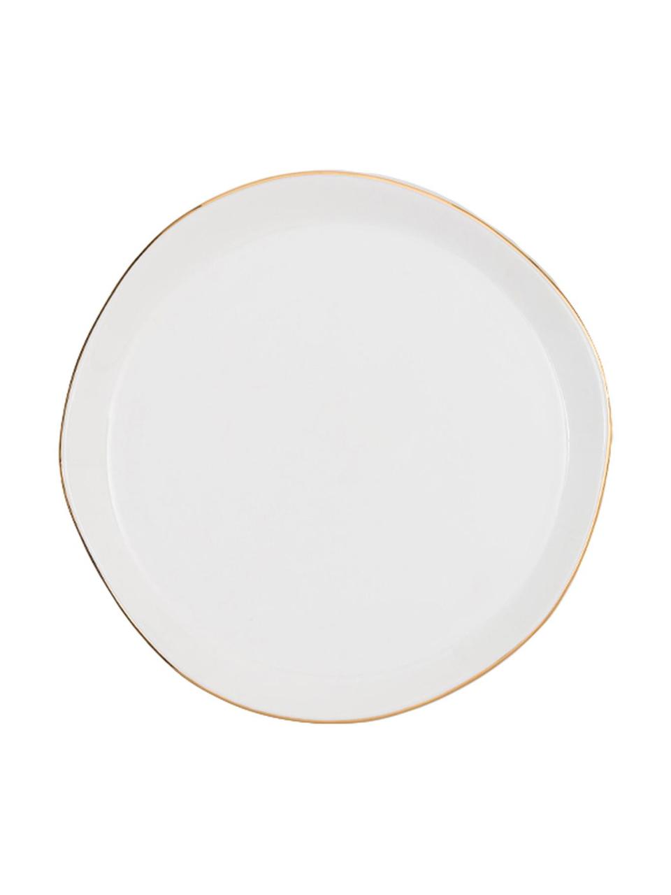 Dessertbord Good Morning in wit met goudkleurige rand, Ø 17 cm, Porselein, Wit, goudkleurig, Ø 17 cm