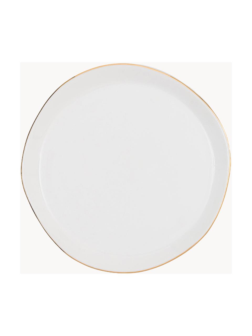Pečivový talíř se zlatým okrajem Good Morning, Kamenina, Bílá, Ø 17 cm