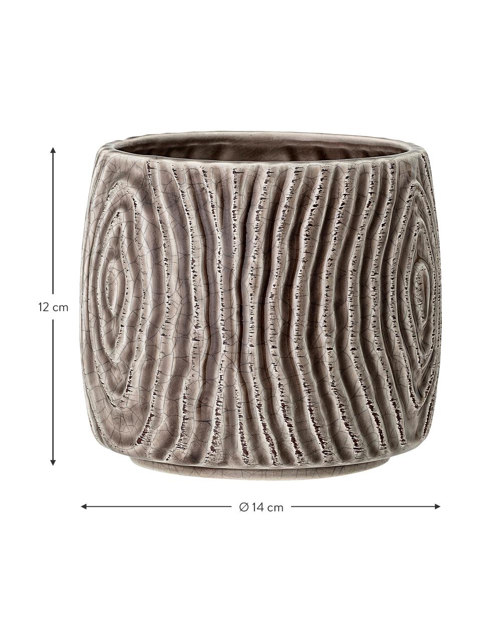 Cache-pot grès cérame Hena, Grès cérame, Grège, Ø 14 x haut. 12 cm