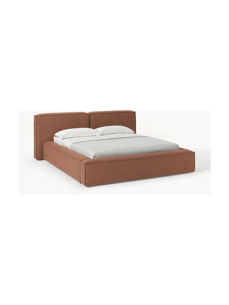 Cama tapizada Lennon, con espacio de almacenamiento, Tapizado: 100% poliéster Alta resis, Estructura: madera de pino maciza con, Patas: madera con certificado FS, Tejido turrón, An 268 x F 243 cm (colchón 200 x 200 cm)