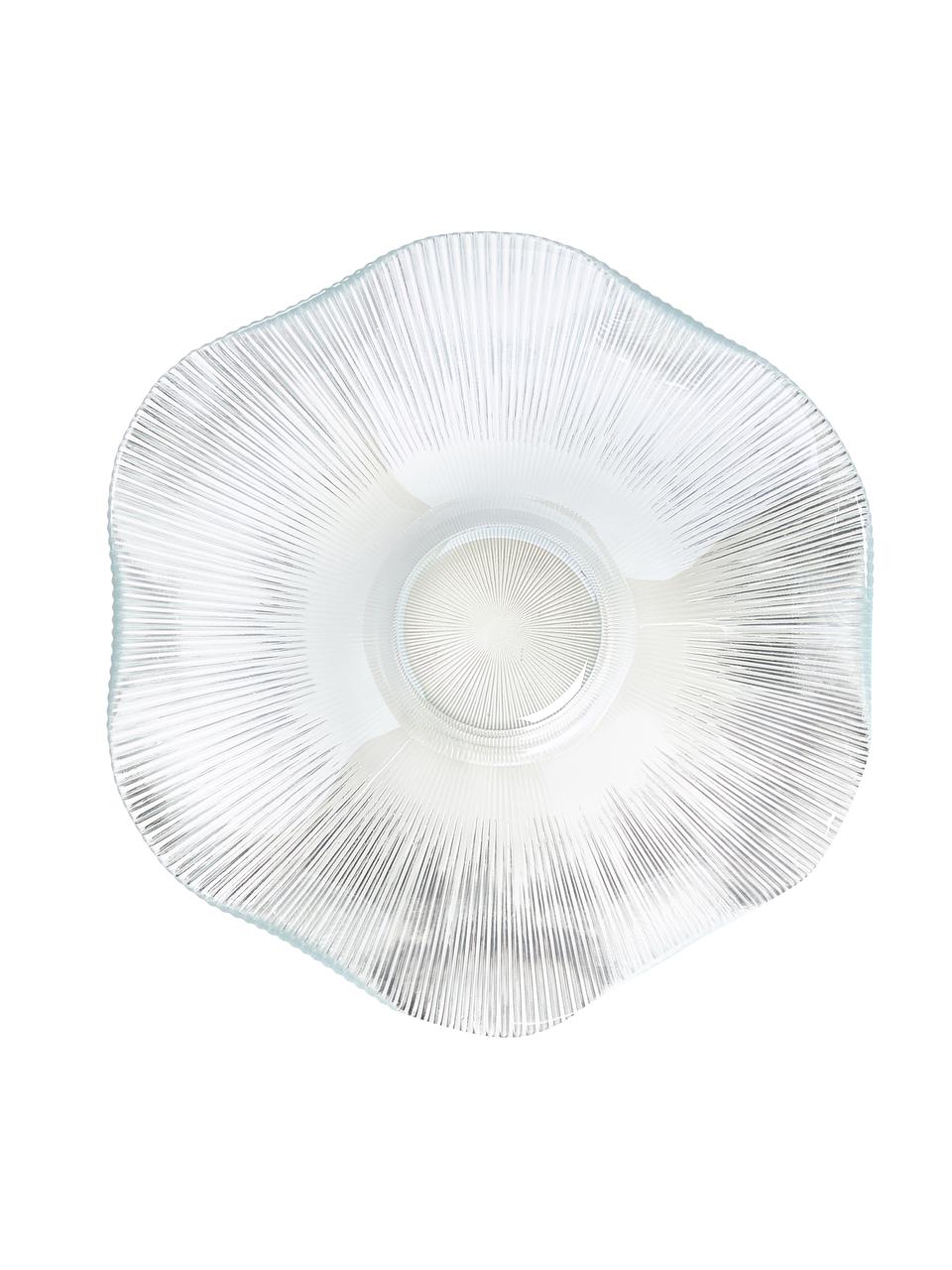 Glas-Schalen Luce mit Rillenrelief in organischer Form, 6 Stück, Glas, Transparent, Ø 23 x H 6 cm