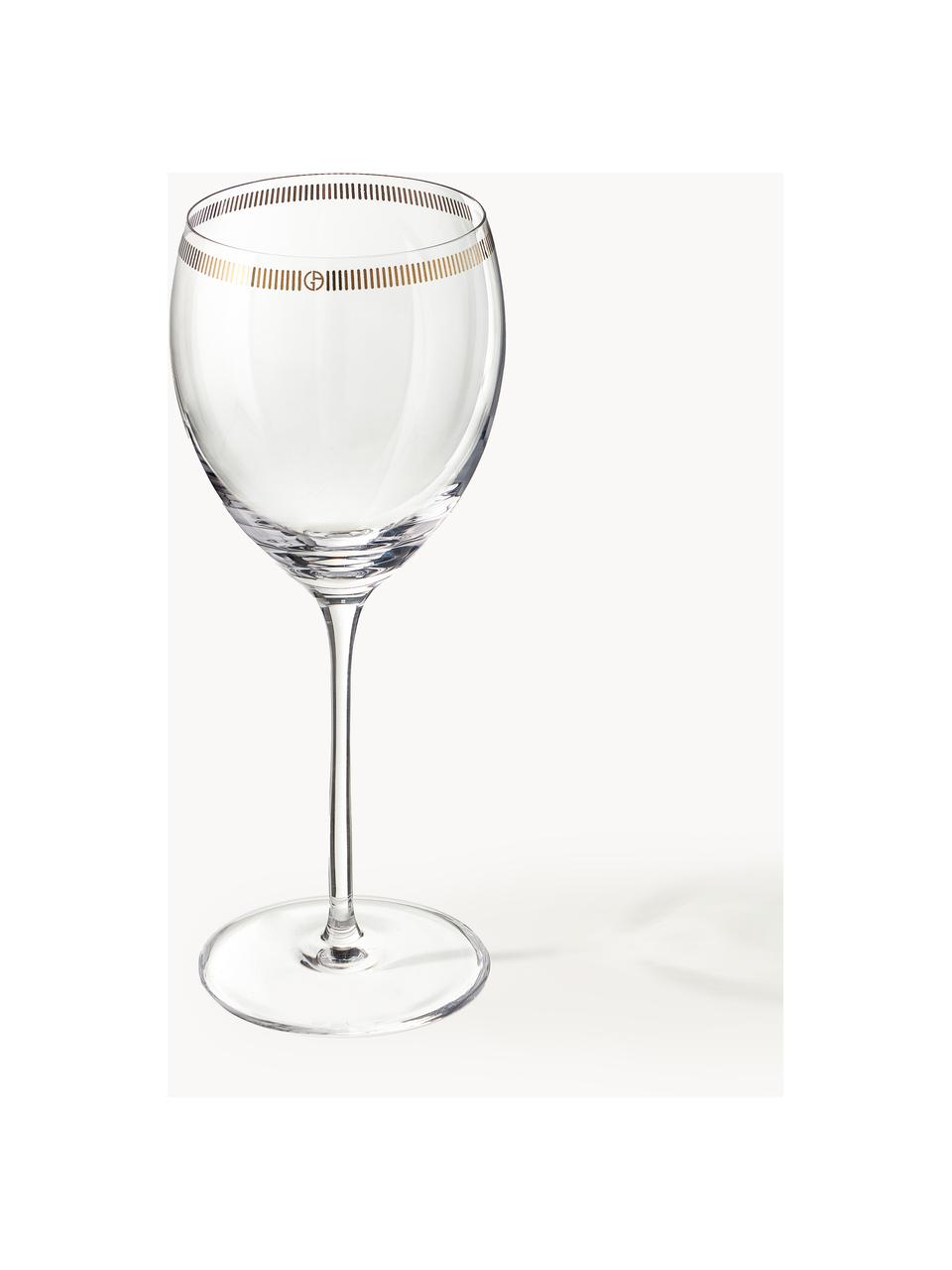 Bicchieri da vino in cristallo con decoro oro Dvorak 6 pz, Trasparente, oro, Ø 7 x Alt. 20 cm