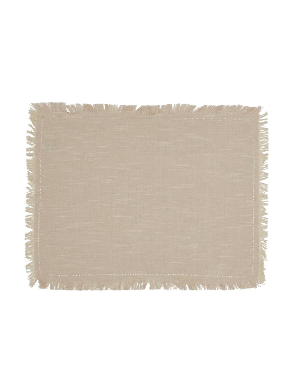 Baumwoll-Tischsets Henley mit Fransen, 2 Stück, 100% Baumwolle, Beige, 35 x 45 cm