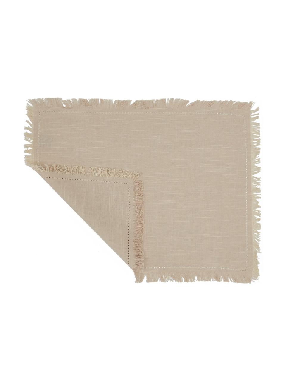 Baumwoll-Tischsets Henley mit Fransen, 2 Stück, 100% Baumwolle, Beige, 35 x 45 cm