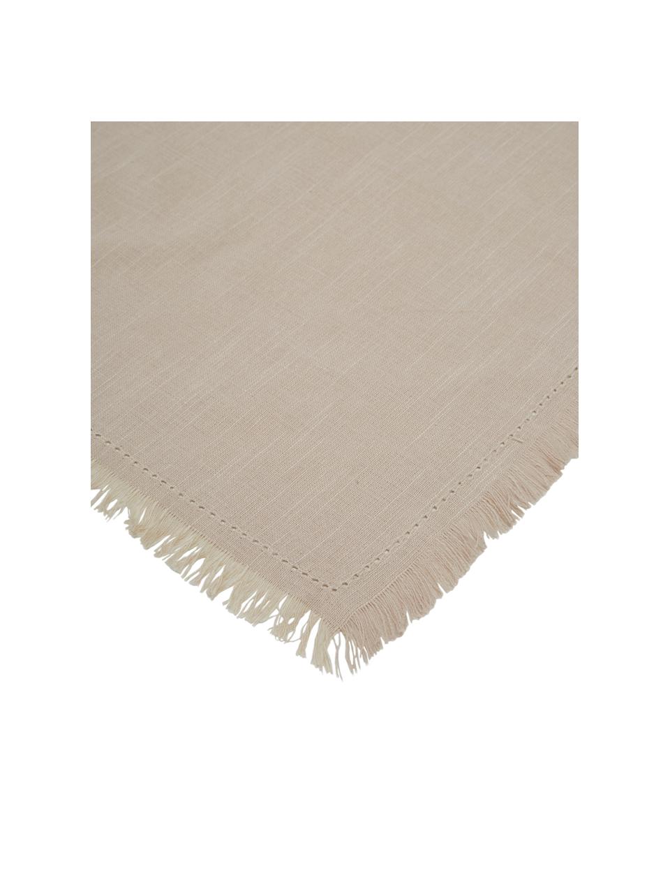 Katoenen placemats Henley met franjes, 2 stuks, 100% katoen, Beige, 35 x 45 cm