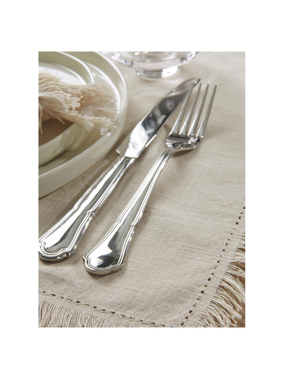 Katoenen placemats Henley met franjes, 2 stuks, 100% katoen, Beige, 35 x 45 cm