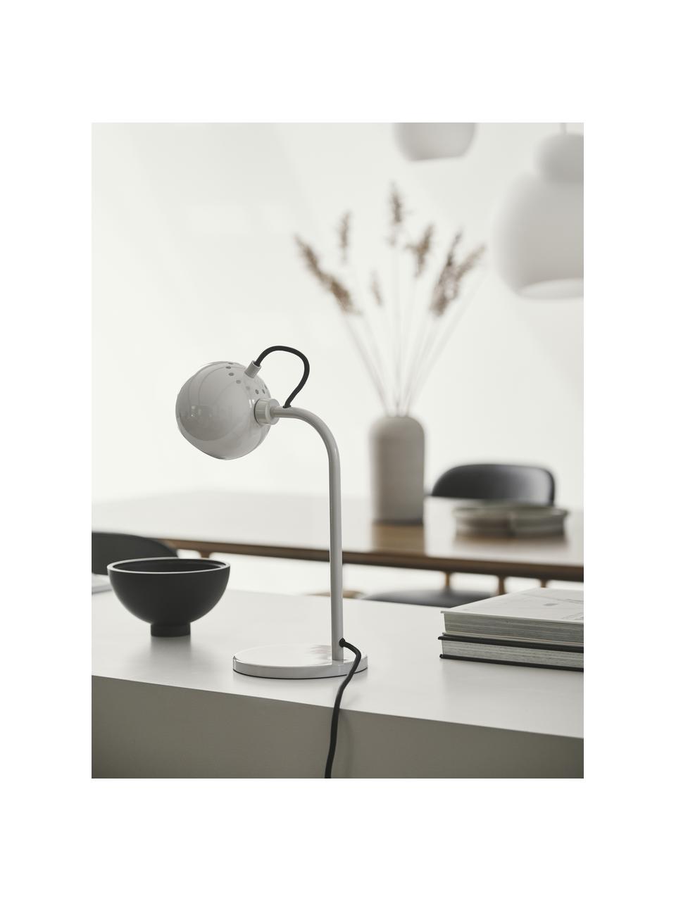 Lámpara de mesa de diseño Ball, Pantalla: metal recubierto, Cable: cubierto en tela, Gris claro, An 24 x Al 37 cm