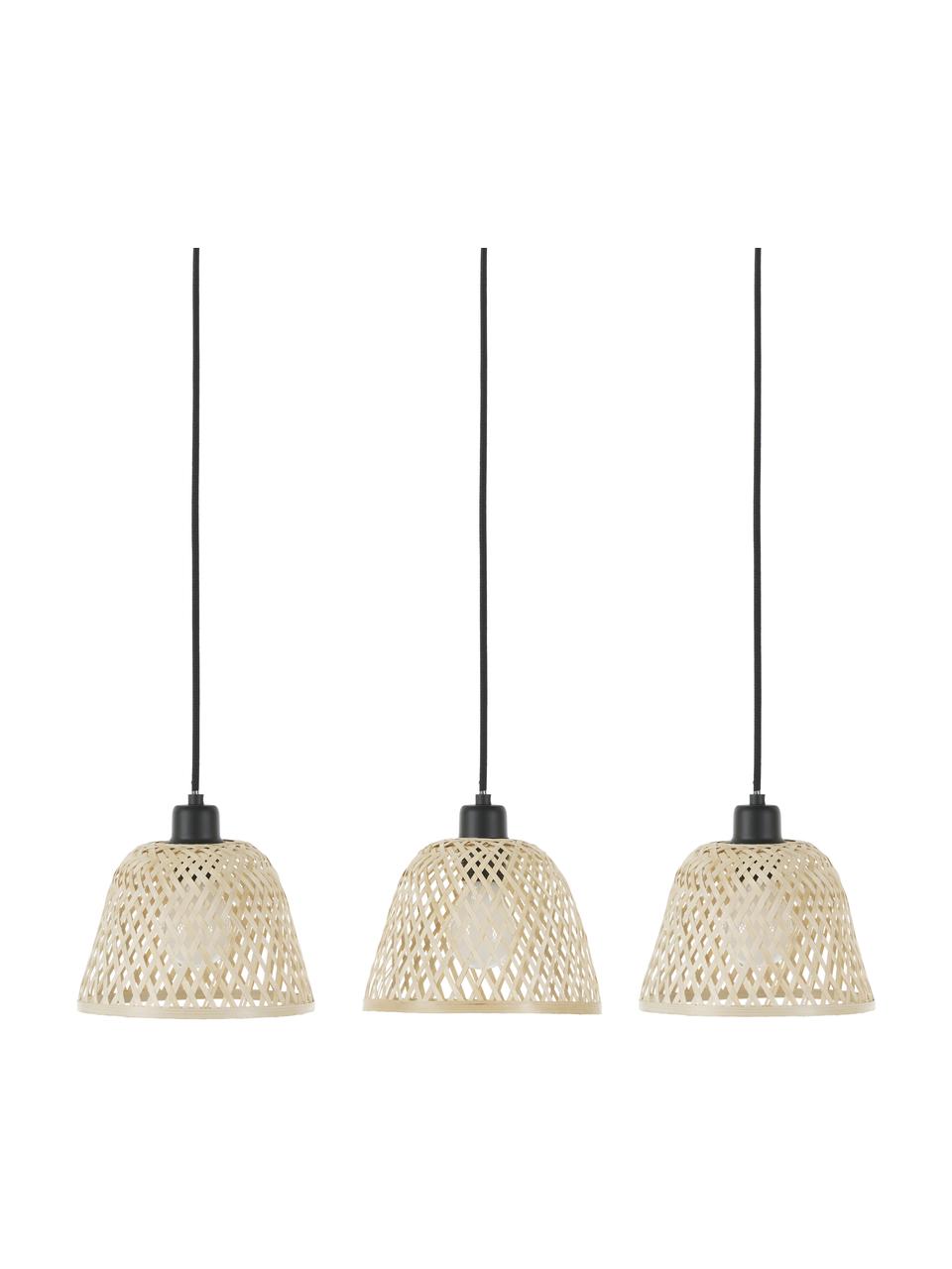 Grande suspension en rotin Wasa, Beige, noir, larg. 70 x haut. 15 cm