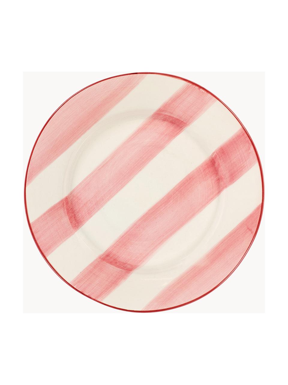 Assiette plate peinte à la main Posy, Céramique, Blanc cassé, rouge corail, Ø 29 cm