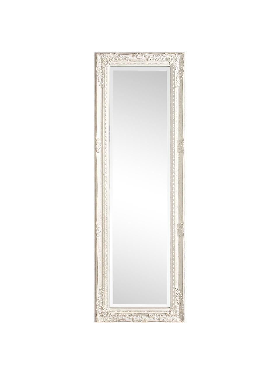 Eckiger Wandspiegel Miro mit weissem Paulowniaholzrahmen, Rahmen: Paulowniaholz, beschichte, Spiegelfläche: Spiegelglas, Weiss, B 42 x H 132 cm