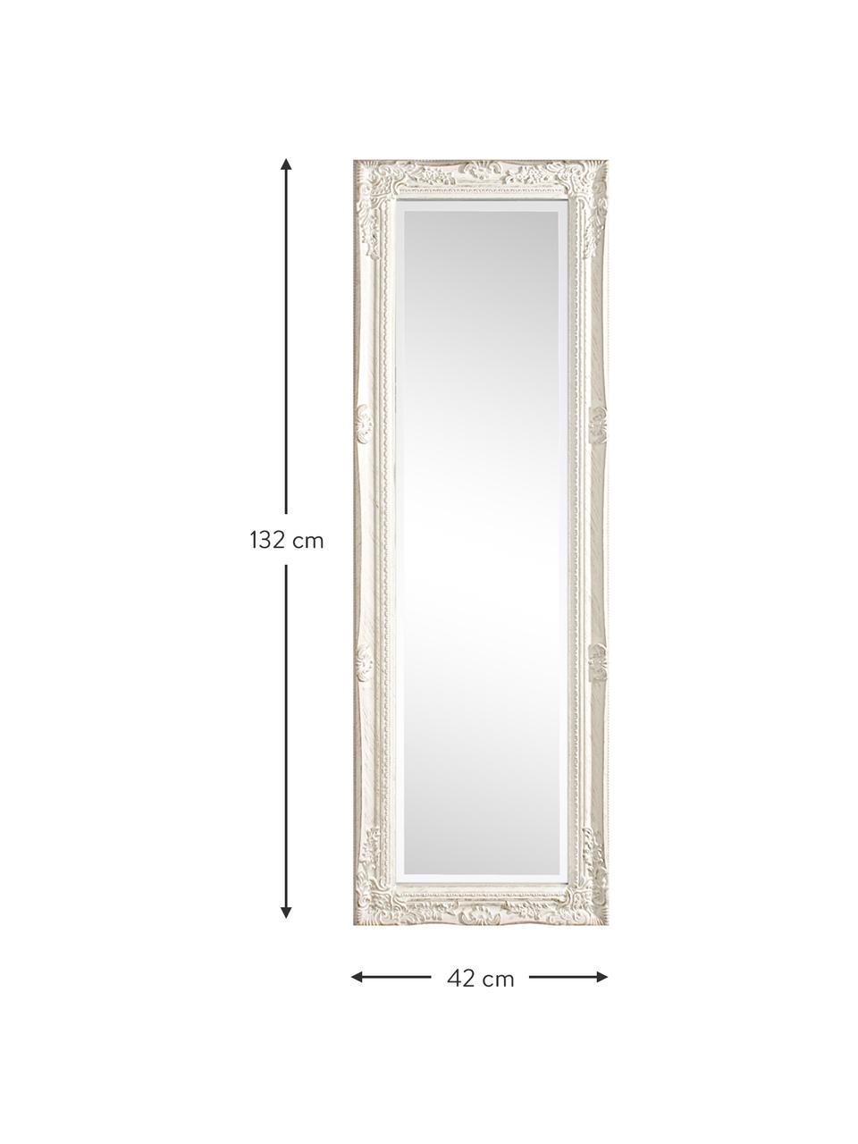 Eckiger Wandspiegel Miro mit weissem Paulowniaholzrahmen, Rahmen: Paulowniaholz, beschichte, Spiegelfläche: Spiegelglas, Weiss, B 42 x H 132 cm