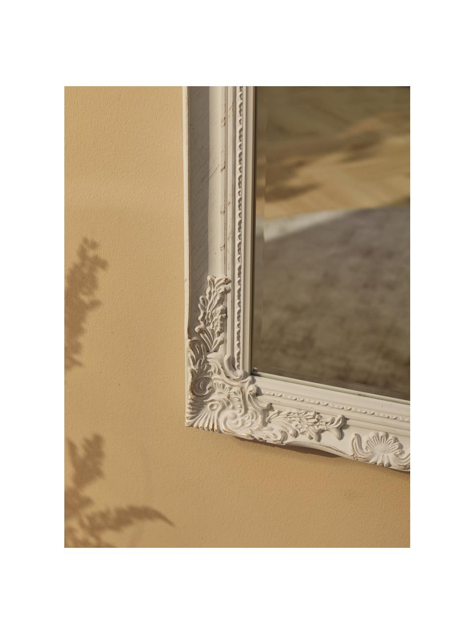 Vierkante wandspiegel Miro met frame van wit paulowniahout, Frame: paulowniahout, gecoat, Wit, B 42 cm x H 132 cm