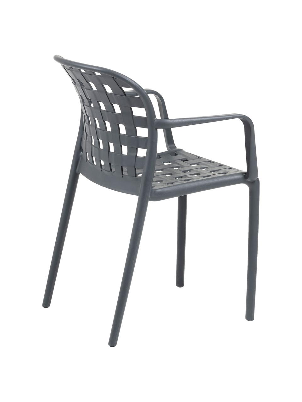Stohovatelná zahradní židle z umělé hmoty Isa, 2 ks, Tmavě šedá