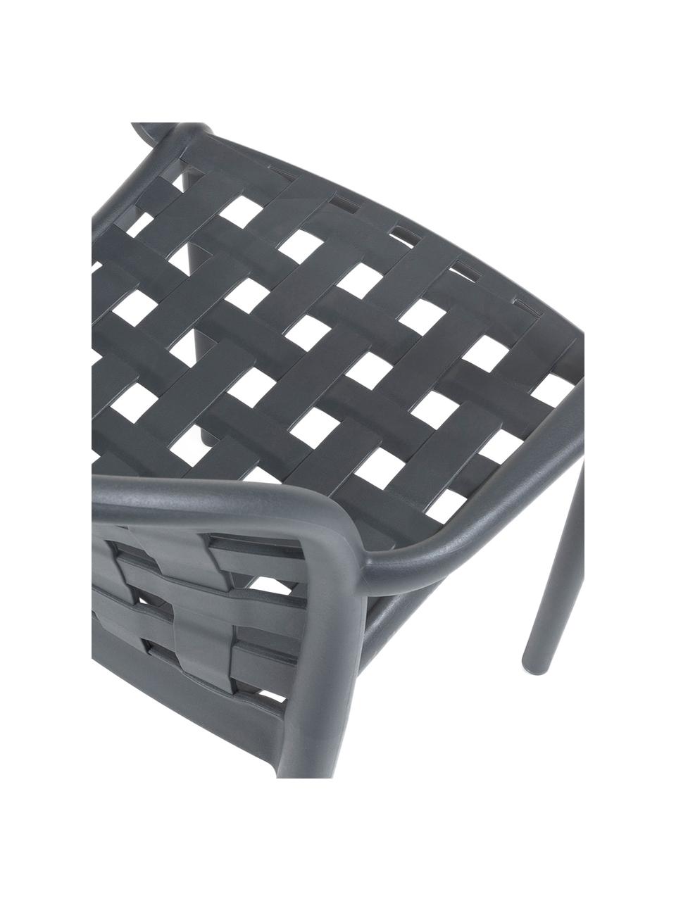 Chaises de jardin empilables en plastique Isa, 2 pièces, Gris foncé