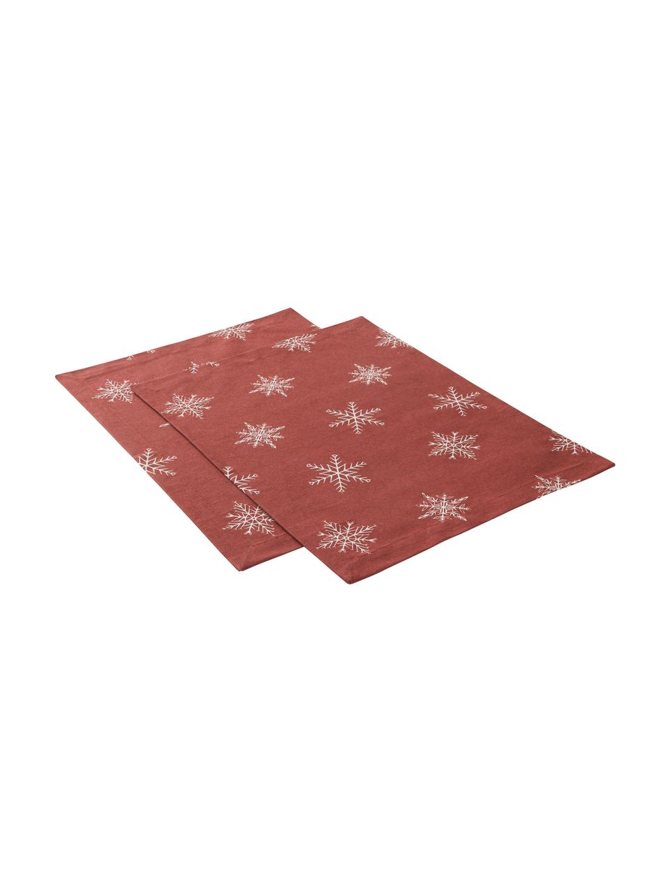 Placemats Snow, 2 stuks, 100% katoen, afkomstig van duurzame katoenteelt, Rood, wit, B 35 x L 45 cm