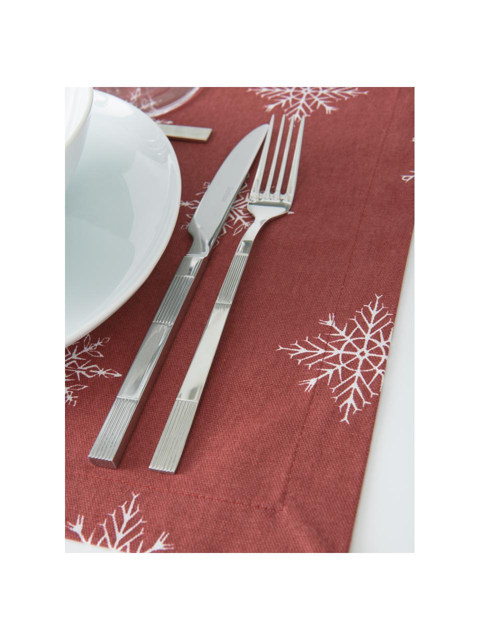 Tischsets Snow, 2 Stück, 100% Baumwolle, aus nachhaltigem Baumwollanbau, Rot, Weiß, B 35 x L 45 cm