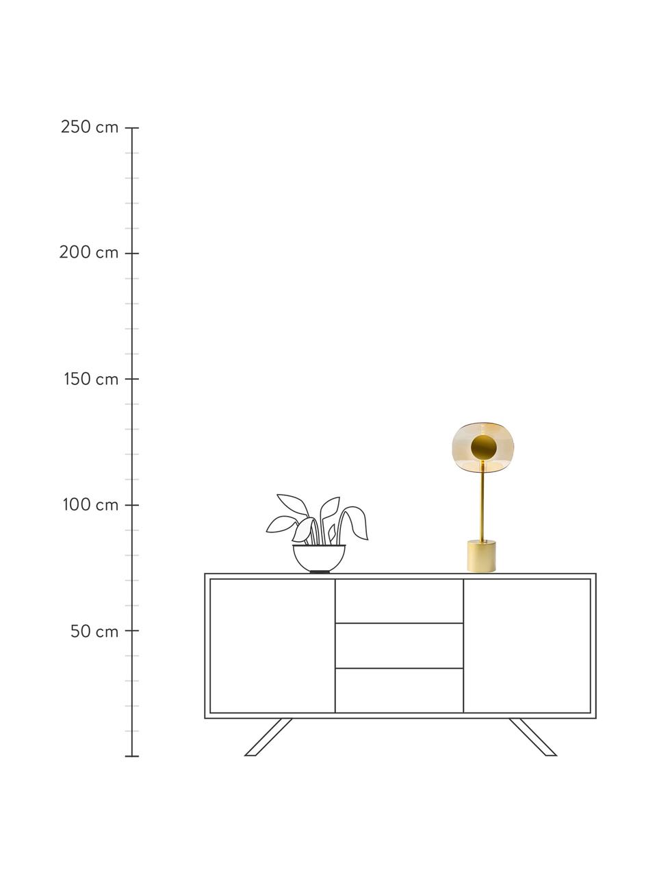 Veľká stolová lampa zo skla a kovu Mariposa, Odtiene zlatej, Ø 25 x V 60 cm
