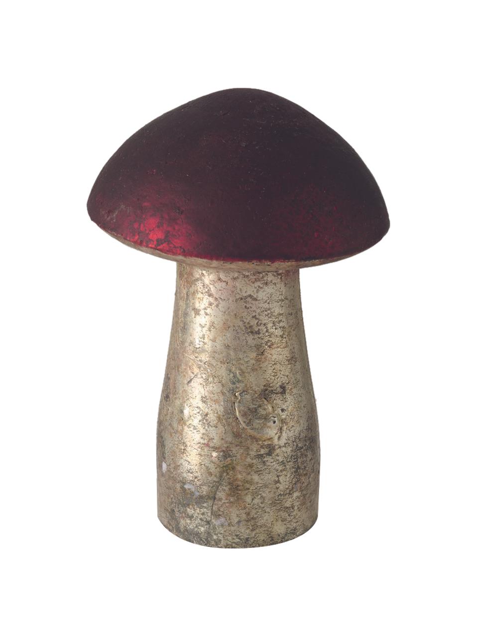 Champignon décoratif Putu, 3 élém., Couleur argentée avec finition antiquaire, rose foncé